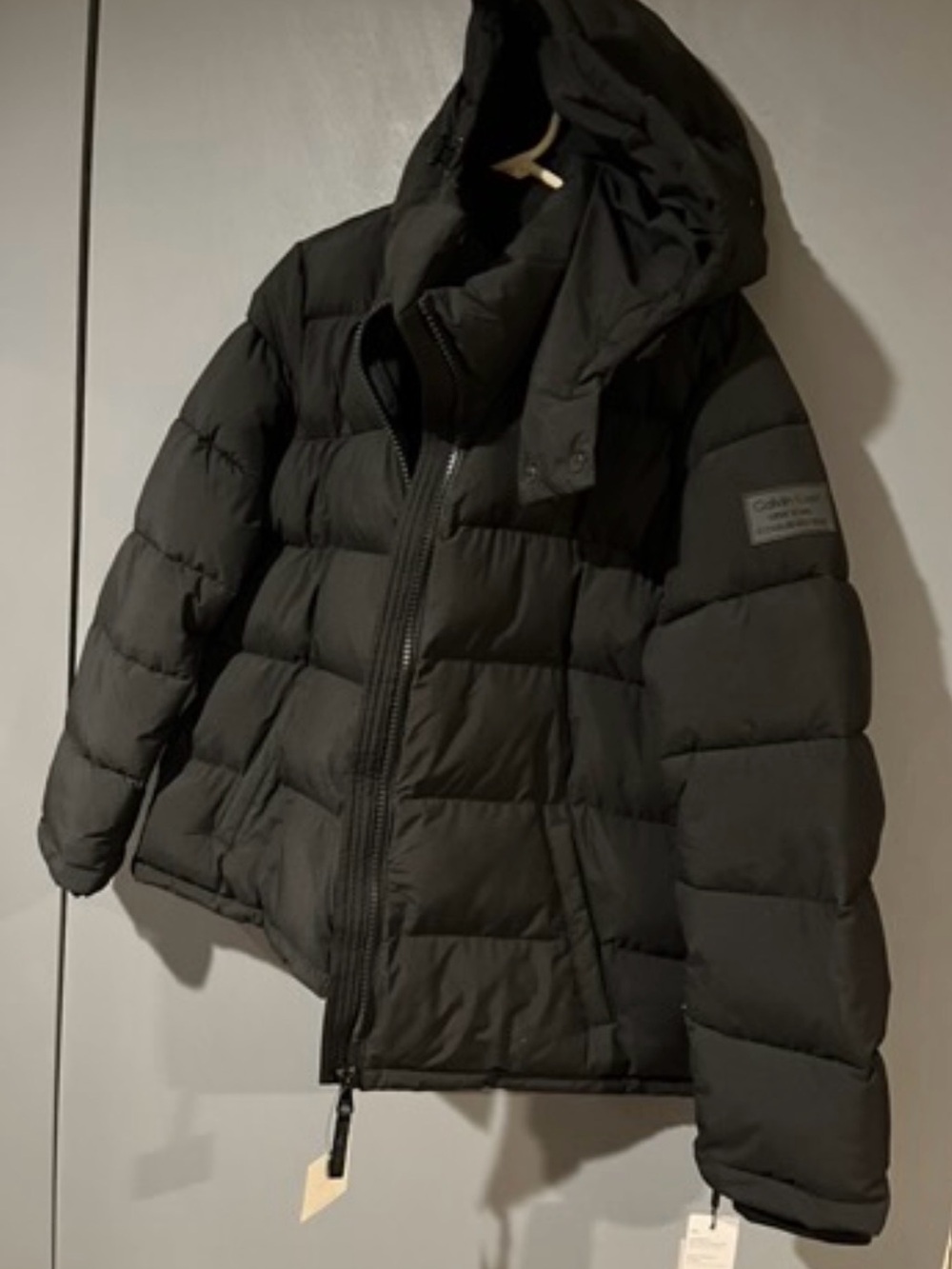 Calvin Klein Black Jacket with Hood - 7 degree warmth factor - new with tags